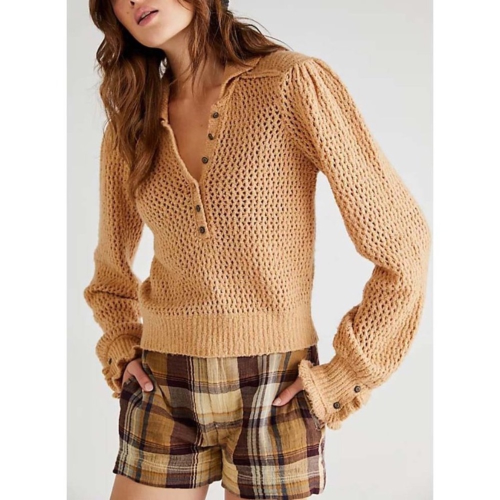 Free People✨Care FP Snowdrift Pullover / Camel Heather